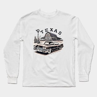 Vintage Cadillac in Texas: Retro T-Shirt with Lone Star Charm and Nostalgic Appeal! Long Sleeve T-Shirt